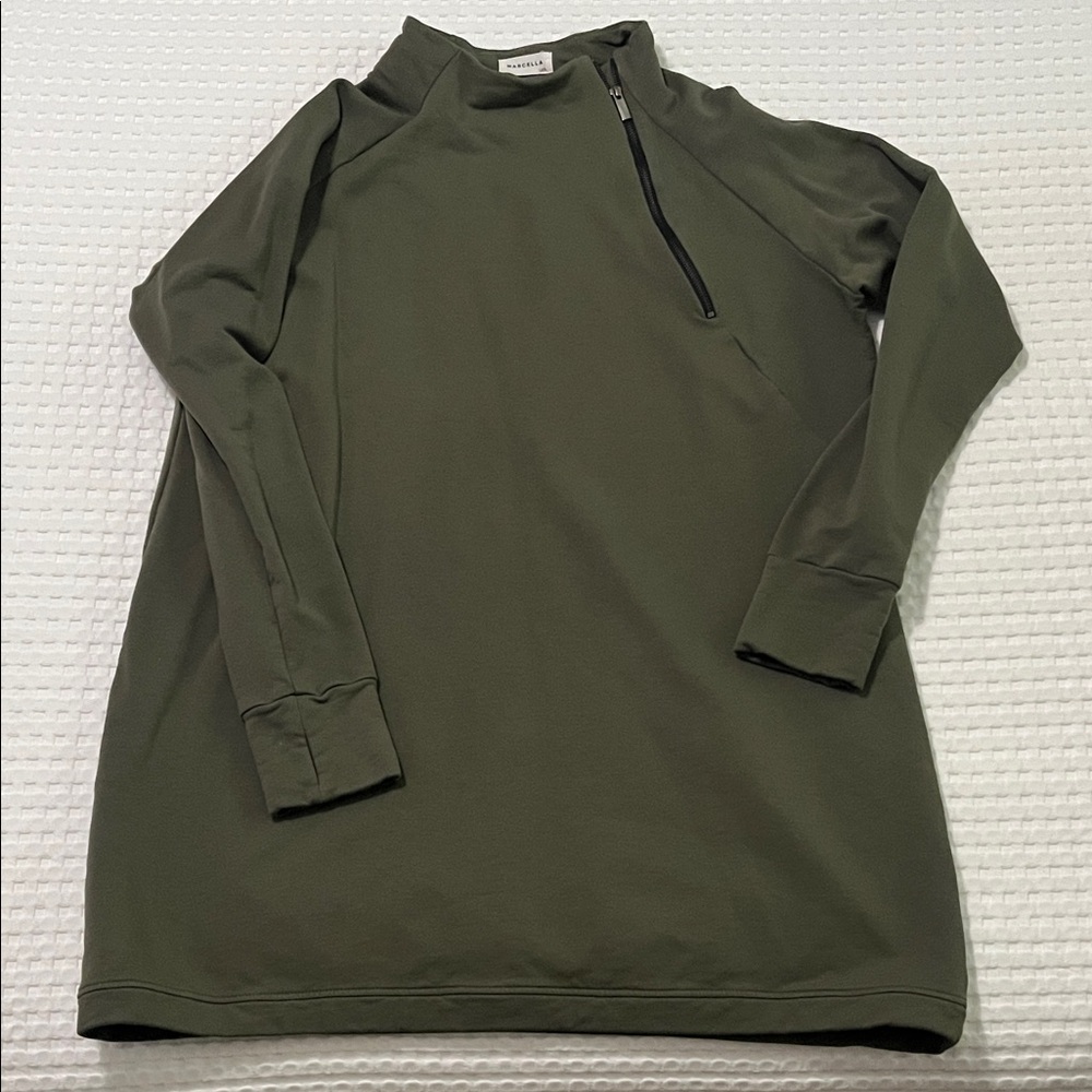 MARCELLA Olive High-Neck Long Sleeve Dress with Zip Detail